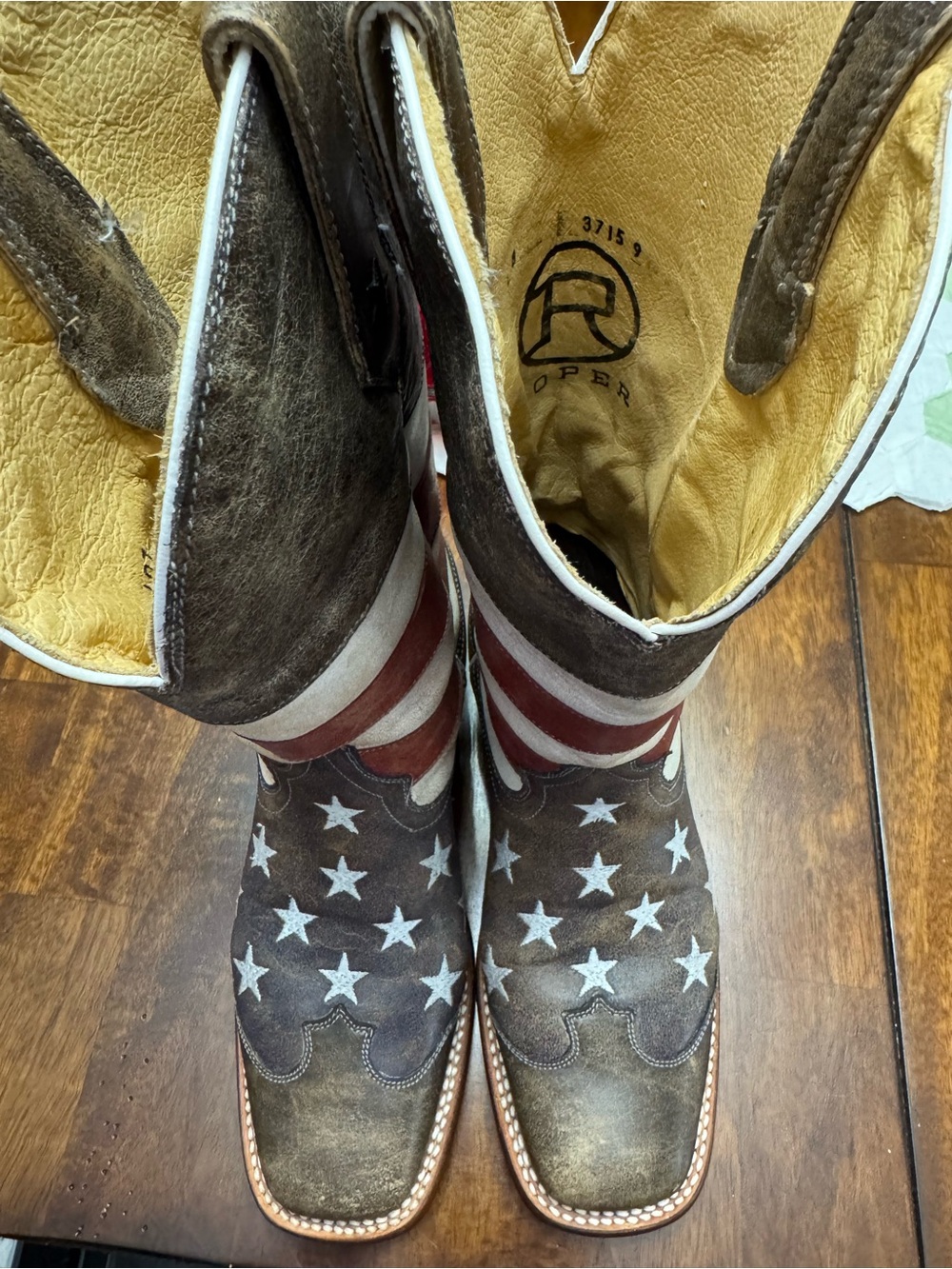 Women Sz 8, fits like 7 to 7 1/2 Roper RED/WHITE/BLUE AMERICANA Leather Boot - Picture 6 of 7